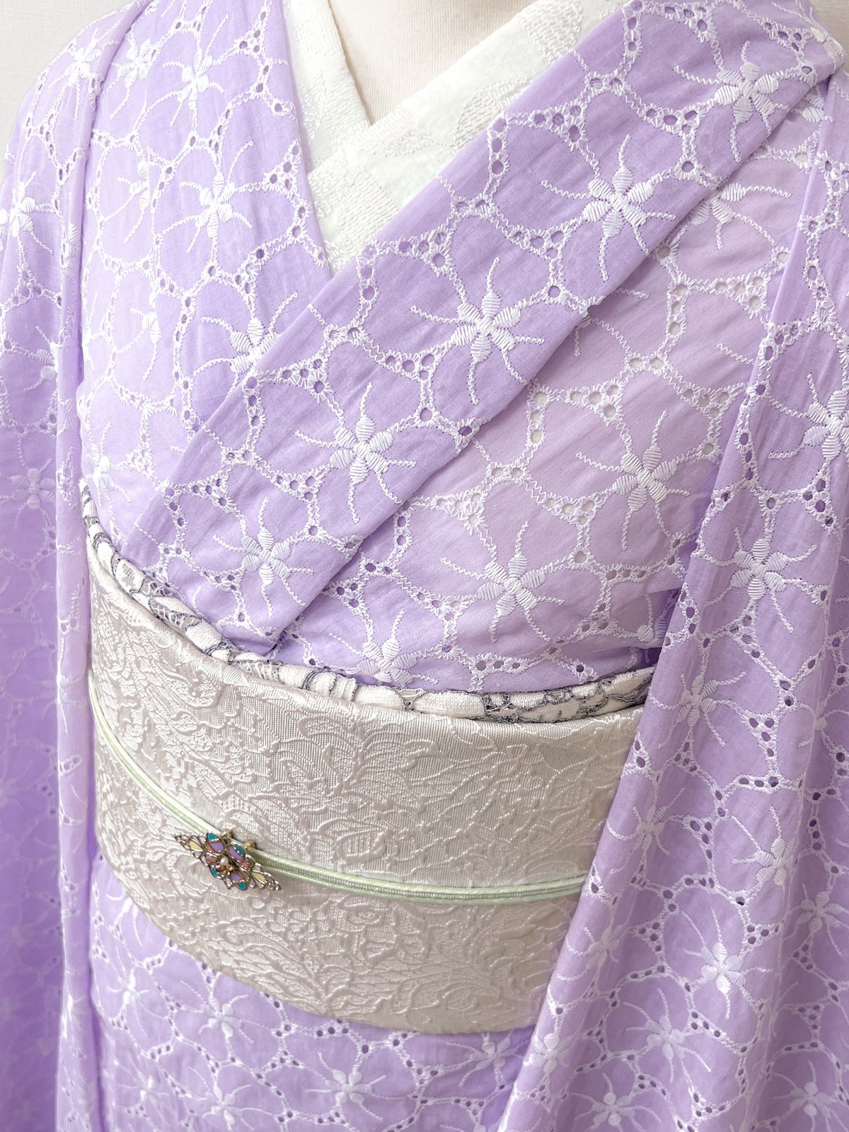 コットンレース着物 A25-パープル | kimono.kotoko