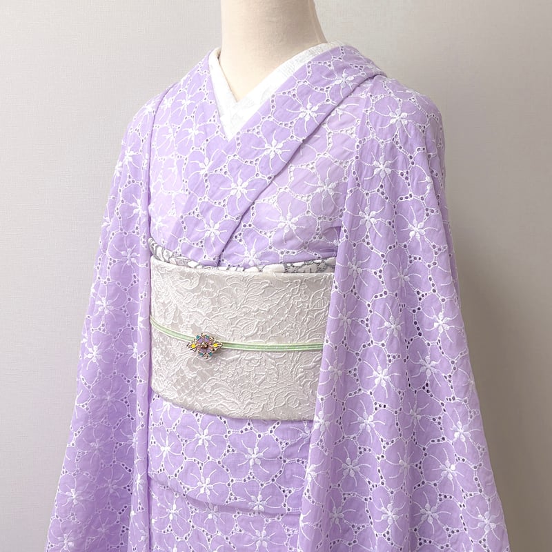レース着物　紫色　総レース　花模様 楽天市場】レース着物【限定品】[rslkmnnt04] ラッセルレース 着物 袷