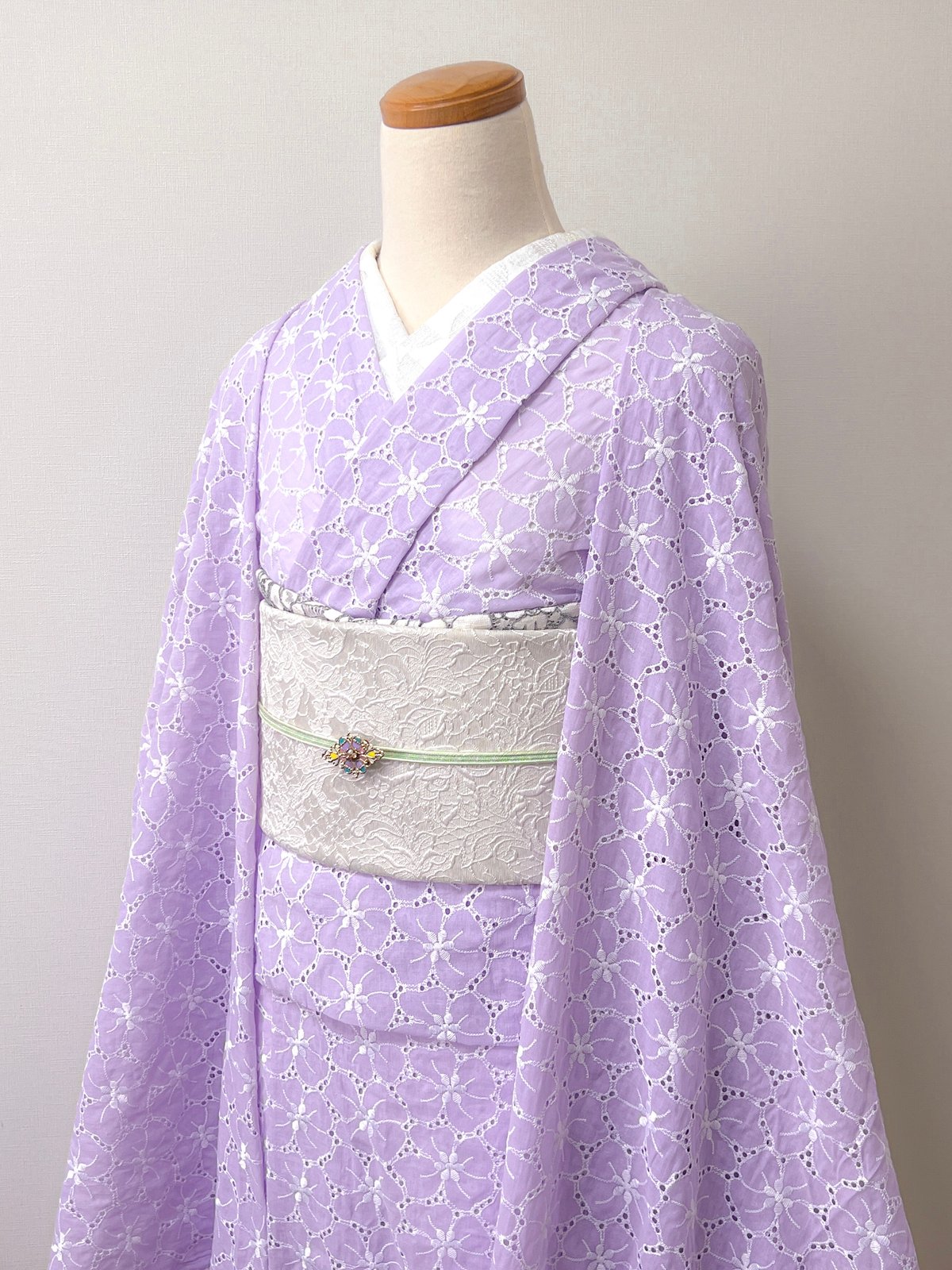 コットンレース着物 A25-パープル | kimono.kotoko