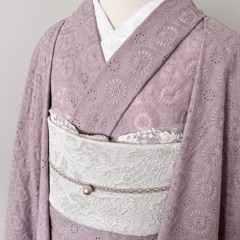 コットンレース着物 ダスティピンク | kimono.kotoko