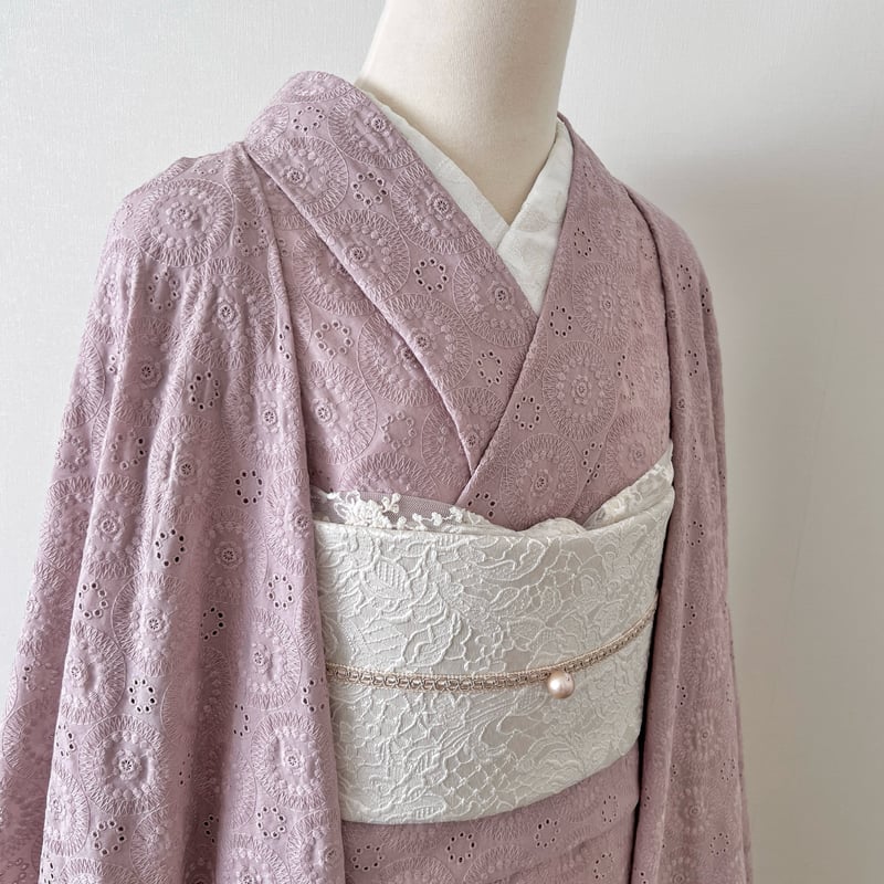 コットンレース着物 ダスティピンク | kimono.kotoko