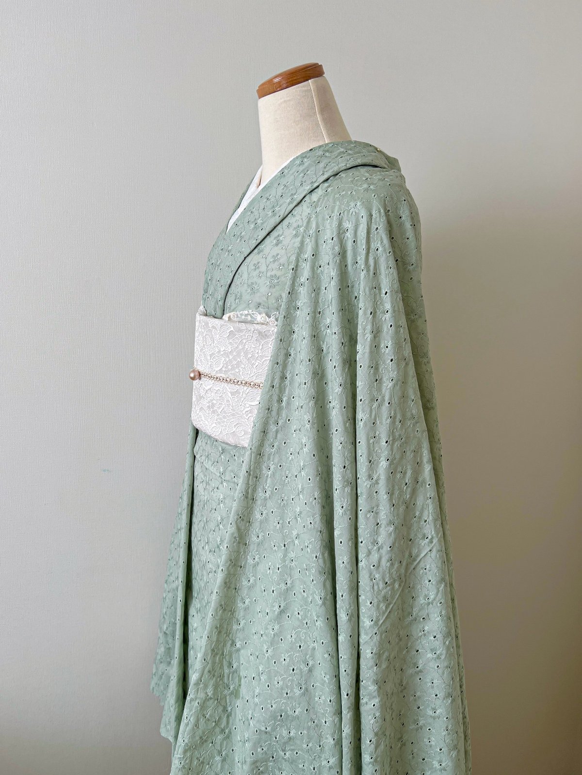 コットンレース着物 ダスティグリーン | kimono.kotoko
