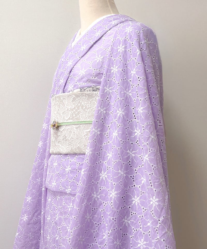 コットンレース着物 A25-パープル | kimono.kotoko