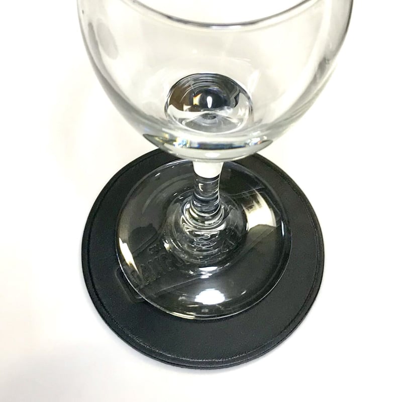 オリジナルコースター COASTER 刻印2タイプ ( 防水革・ブラック) ／革