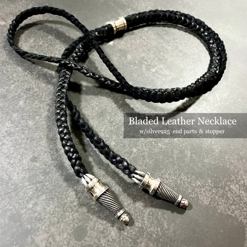 編み込み レザーネックレス ループタイ Bladed Leather Neclace