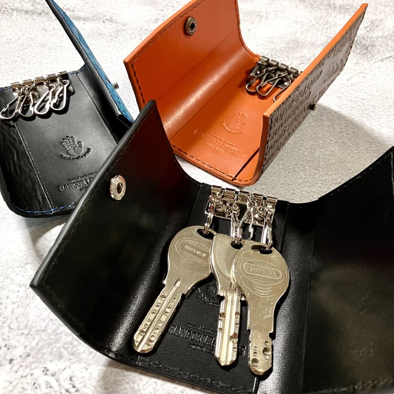 4連キーケース 4 Clips Key Case ( 英字エンボスレザー・牛革