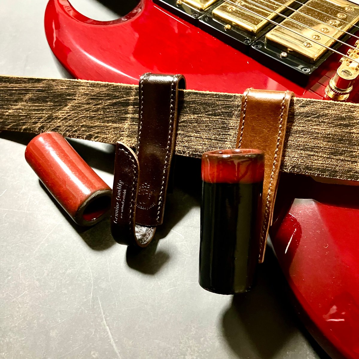 スライドバーホルダー Guitar Slide Holder ( 牛革各種・中ステンレス