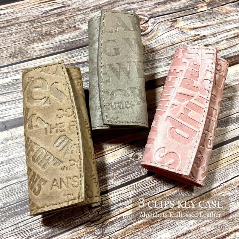 3連キーケース 3 Clips Key Case ( 英字エンボスレザー・牛革
