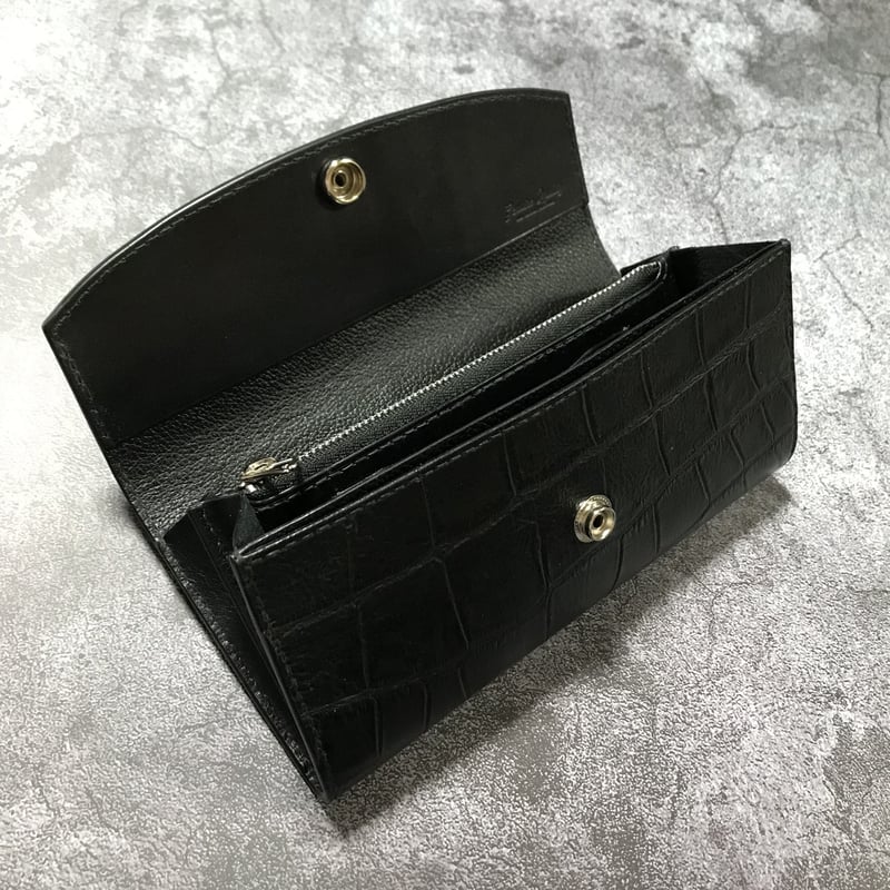 セミロングウォレット Semi-Long Wallet ( クロコ型押し 牛革