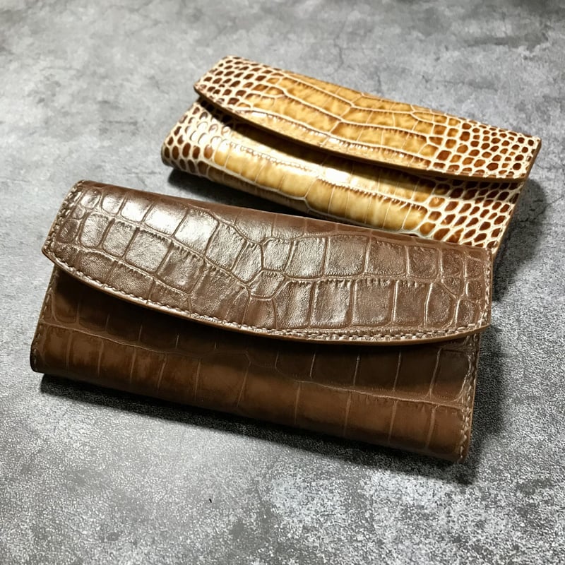 セミロングウォレット Semi-Long Wallet ( クロコ型押し 牛革 ) 革小物