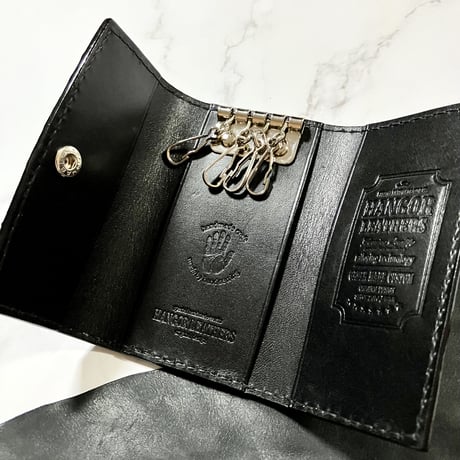 ４連キーケース 4 Clips Key Case ( リザードレザー・サドルレザー) ／革小物／ハンドメイド／Hangor Leathers