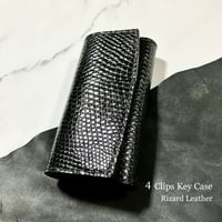 ４連キーケース 4 Clips Key Case ( リザードレザー・サドルレザー) ／革小物／ハンドメイド／Hangor Leathers