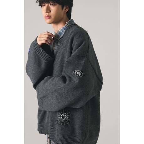 【lil' valley】DAMAGE KNIT CARDIGAN