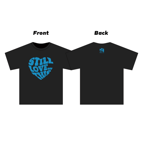 "Still love... this" ハートプリントTシャツ