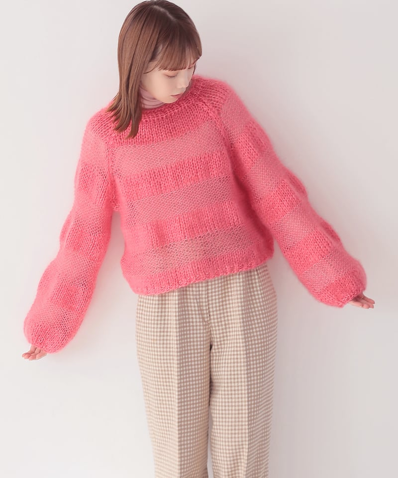 silk mohair striped pull のkit | itoito