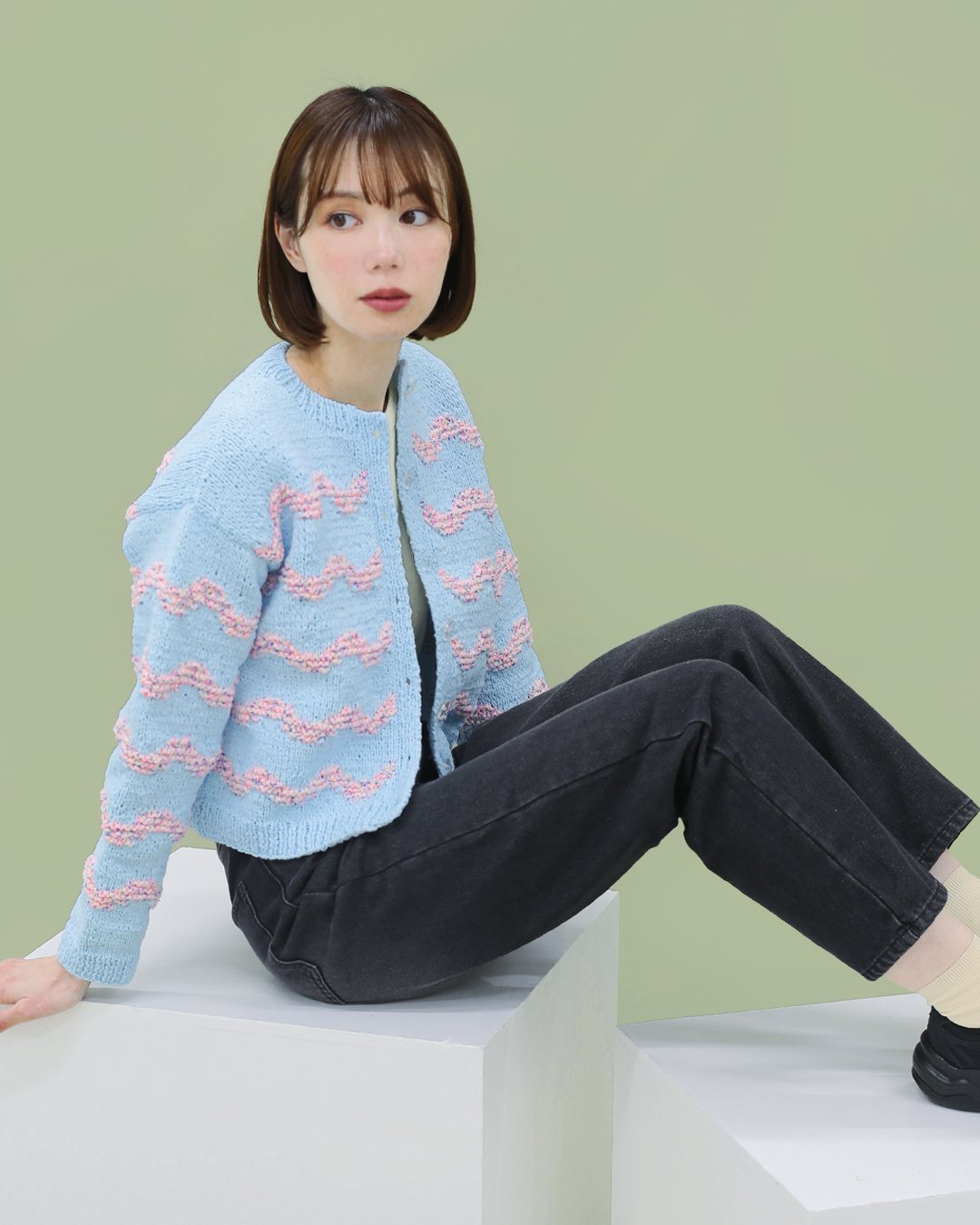 NOZOMI ISHIGURO ストライプカーディガン 波のカーディガンのkit