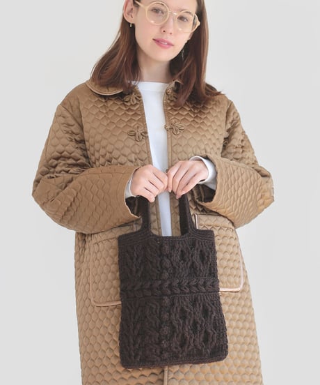 brooklyn w で編むアラン模様のバッグ（単色使い)のkit