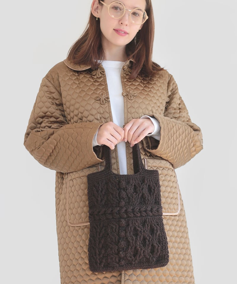 brooklyn w で編むアラン模様のバッグ（単色使い)のkit | itoito