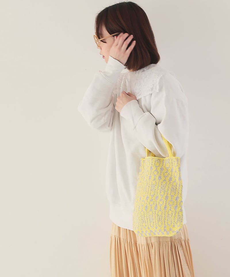 ⭐︎大人気商品　限定販売　編み込みバッグ　レディース　激カワ　モテる　新品未使用 ラフィア編みバッグ ポット手提げ ラベンダー | マンゴロベ