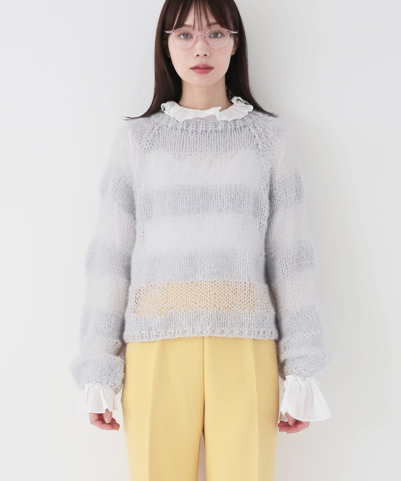 silk mohair striped pull のkit | itoito