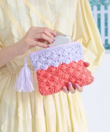 レイヤーシェル模様のファスナーポーチ（2色使い）のkit