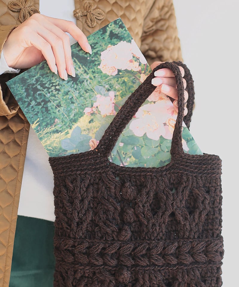 brooklyn w で編むアラン模様のバッグ（単色使い)のkit | itoito