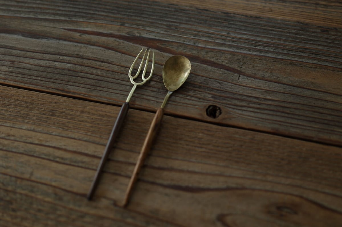 Brass +wood カトラリー フォーク 小・真鍮フォーク | Brass +