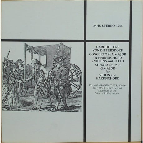 中古LPレコード【ディッタースドルフ／ハープシコード協奏曲 イ長調　他、ローズヴィータ・ランダッハー《バイオリン》、クルト・ラプフ《ハープシコード》】