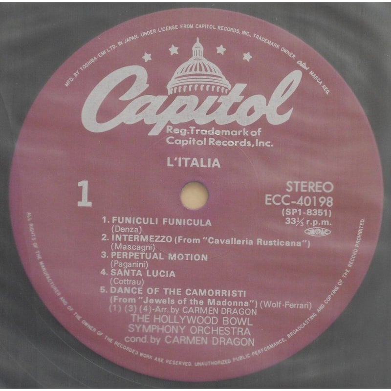 中古LPレコード【ヴィヴァ・イタリア デンツァ／フニクリ・フニクラ他