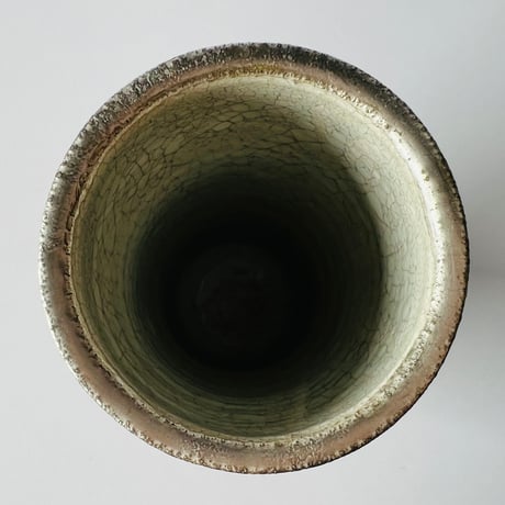 TNー28 谷井直人　銀彩経筒形花入れ　ビードロ　TN-28 Naoto Tanii, Silver-colored cylindrical flower vase, Vidro