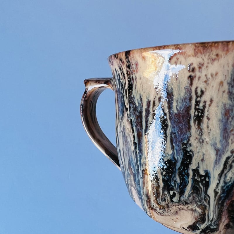 TNｰ84 谷井直人 銀彩黒流マグカップ Silver-Glazed Black Drip M
