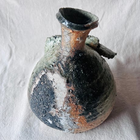 T−114　辻村史朗　伊賀花入　共箱付　Shiro Tsujimura Iga Flower Vase