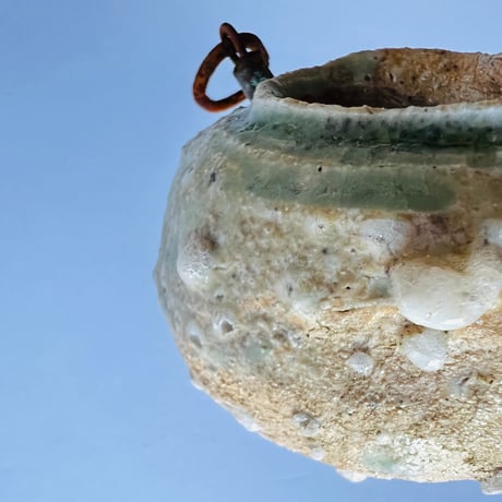 Tｰ53 辻村史朗　伊賀蹲掛花入　共箱有　Shiro Tsujimura Iga Uzukumaru Flower Vase