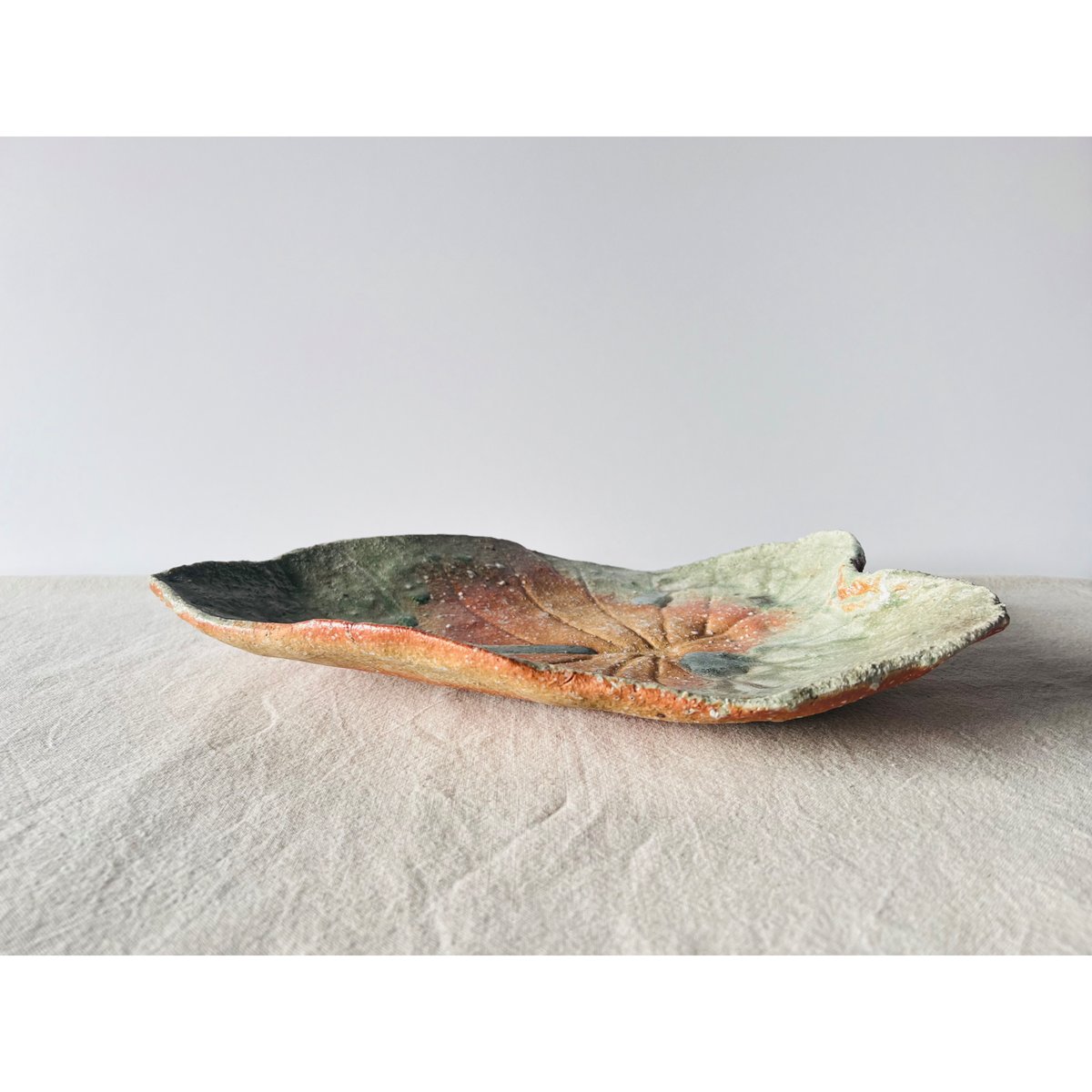 辻村史朗　伊賀　大皿 Tー116 辻村史朗 伊賀葉皿大 共箱付 Shiro Tsujimura Large Leaf