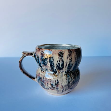 TNｰ86 谷井直人　銀彩黒流マグカップ　Silver-Glazed Black Drip Mug