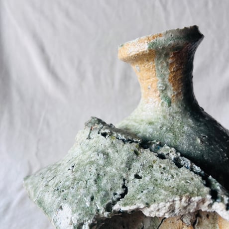 T−114　辻村史朗　伊賀花入　共箱付　Shiro Tsujimura Iga Flower Vase
