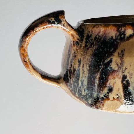TNー48 谷井直人　銀彩黒流ポット　Naoto Tanii Silver-glazed Black Flow Pot