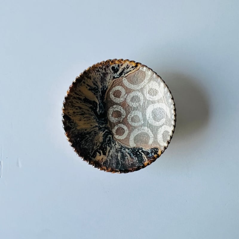 TNー68 谷井直人 グリグリ黒流し小皿 Naoto Tanii – Black Glazed