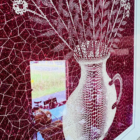 Kー1 草間彌生　「FLOWERS（花）」シルクスクリーン（ラメ）Yayoi Kusama “FLOWERS” (Silkscreen with Glitter)