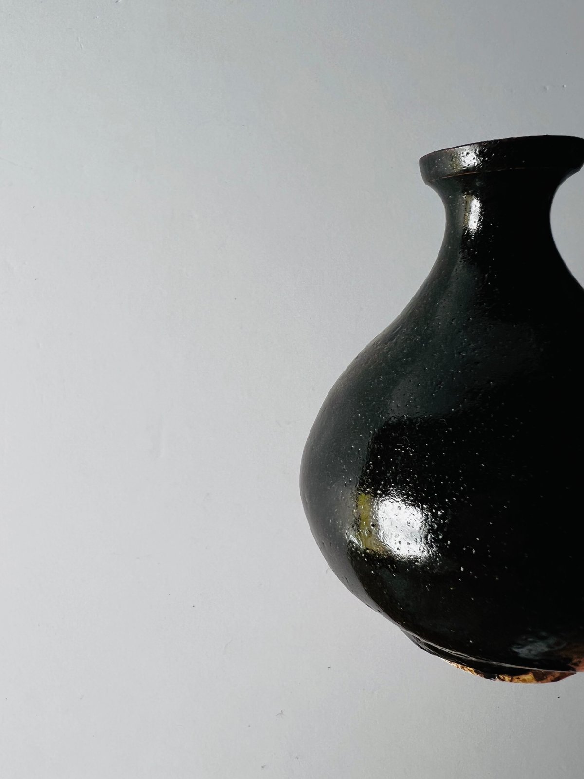 Sー9 鈴木大弓 黒高麗徳利 箱付き Suzuki Hiroyumi Black Korean