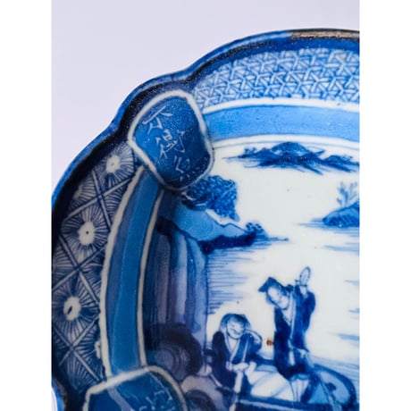 IS-1 伊万里　染付　山水文皿　Imari blue and white landscape plate
