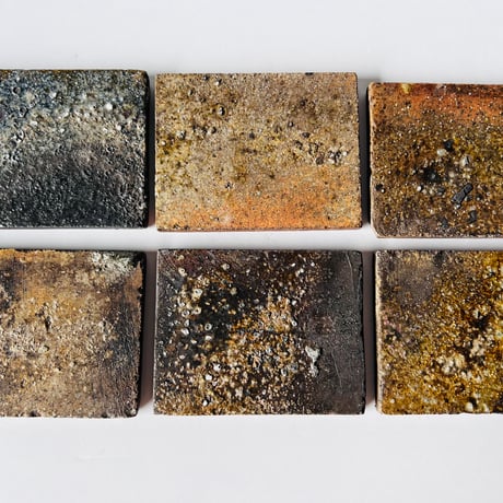 TKー1 信楽角皿六枚組　Shigaraki square plate six-disc set