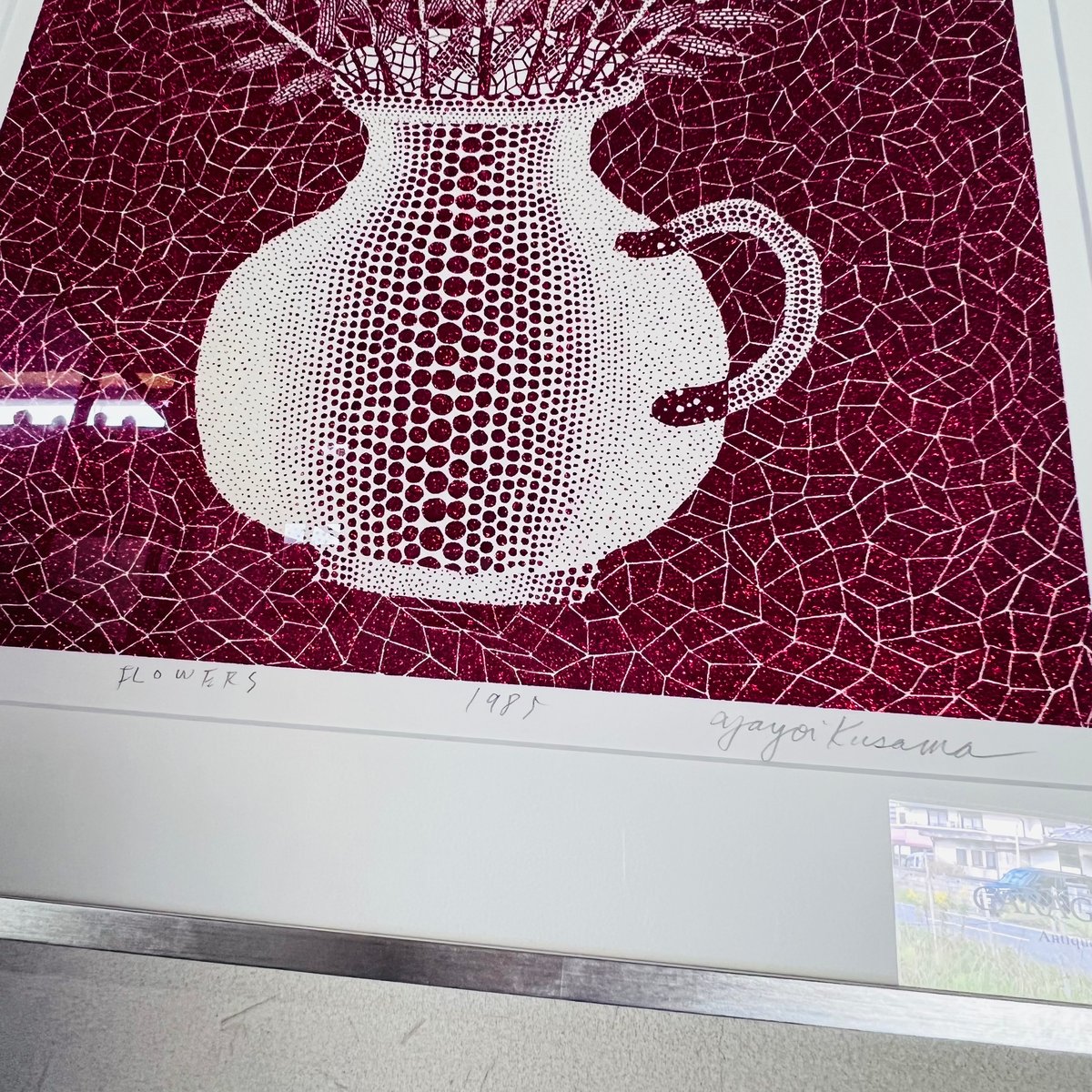 Kー1 草間彌生 「FLOWERS（花）」シルクスクリーン（ラメ）Yayoi