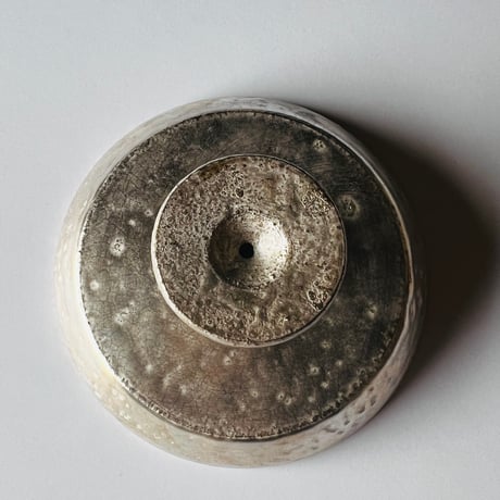 TN−7 谷井直人　銀彩ビードロ高杯小皿　コンポート　TN-7 Naoto Tanii, Silver-glazed Vidro Tall Small Plate, Compote