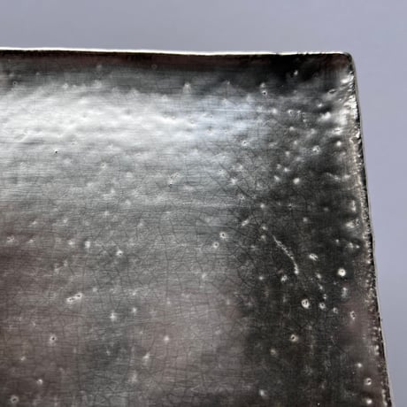 TNー38 谷井直人 銀彩四方皿大　Naoto Tanii Silver-colored square plate size