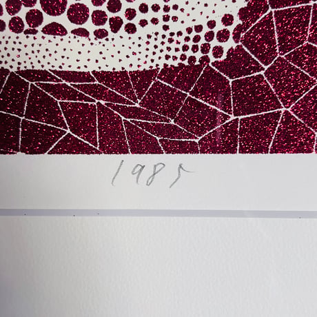 Kー1 草間彌生　「FLOWERS（花）」シルクスクリーン（ラメ）Yayoi Kusama “FLOWERS” (Silkscreen with Glitter)