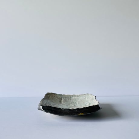 TN−19 谷井直人　銀彩ビードロ四方皿　Naoto Tanii, Silver-glazed Vidro square plate