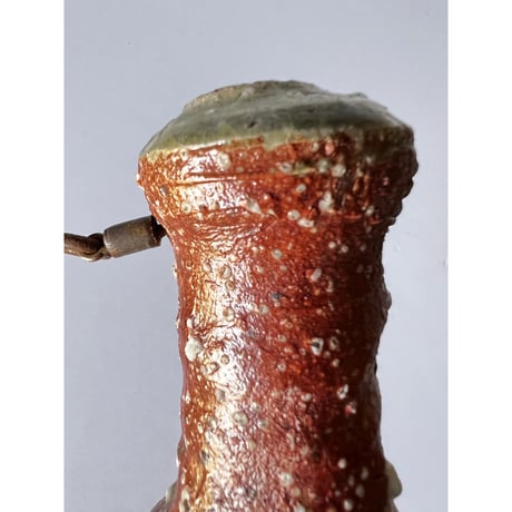 Tｰ61 辻村史朗　伊賀一輪挿掛花入　共箱有　Shiro Tsujimura Iga Flower Vase