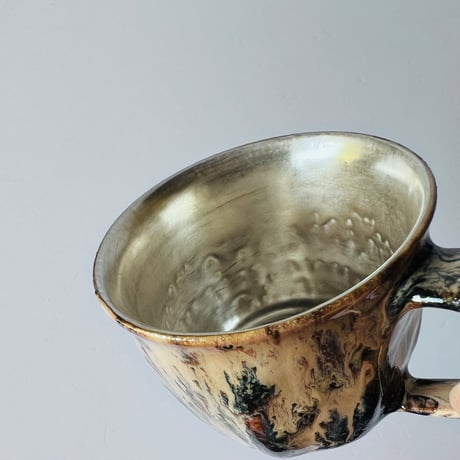 TN−118 谷井直人　銀彩黒流マグカップ Naoto Tanii Silver Glaze Black Flow Mug