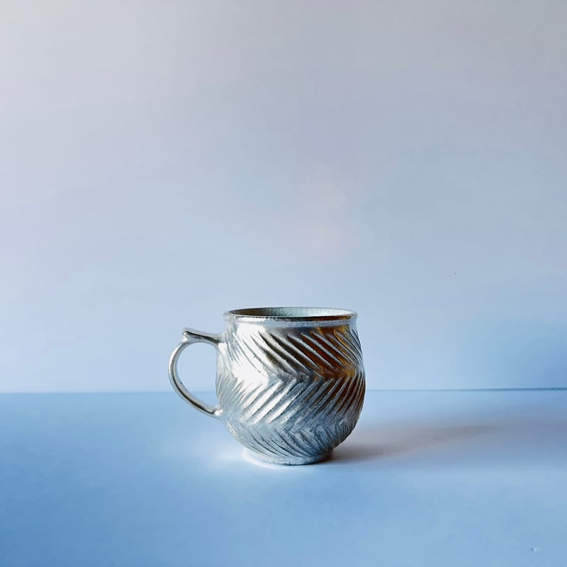 TN−92 谷井直人 銀彩しのぎビードロマグカップ Silver-Glazed Shinogi